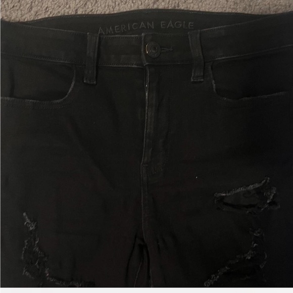 Black Ripped American Eagle Jeans Vintage Size 6 - Picture 6 of 8